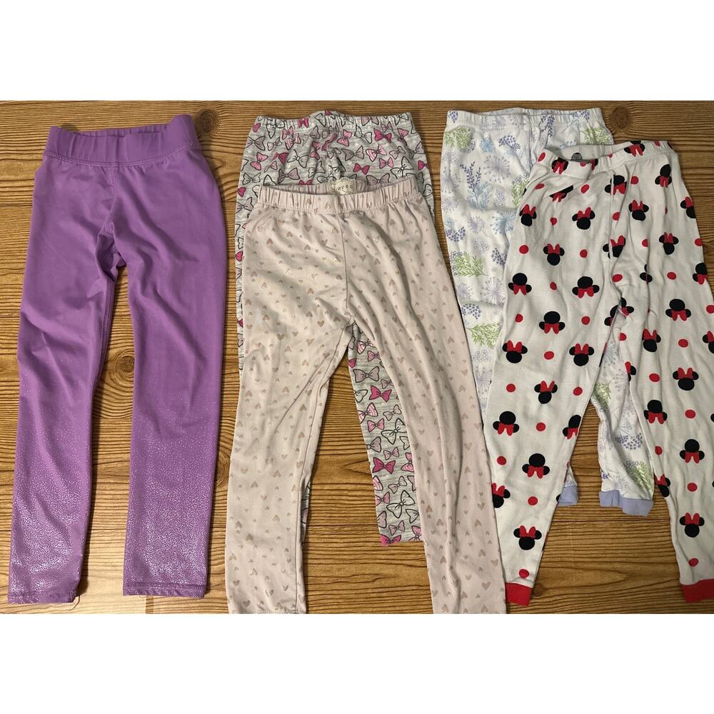 Girls Leggings & Pajama Joggers Bundle – Size 5T, Assorted Colors & Prints